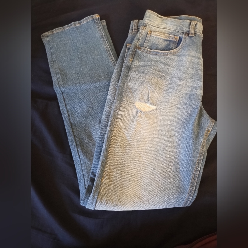 Falls Creek Boys Size 16 Slim Straight Med Wash Jeans Adjustable Waist